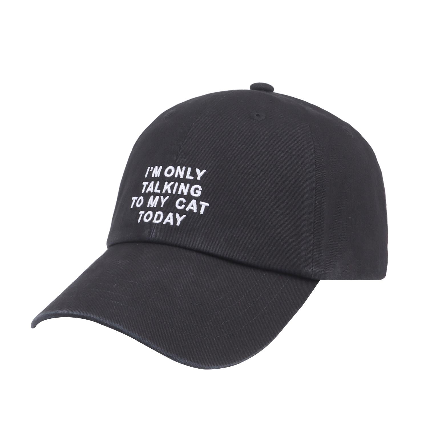 Hatphile I’m Only Talking to My Cat Today Baseball Cap – Adjustable Cotton Hat for Cat Lovers – Black or Pink image 3